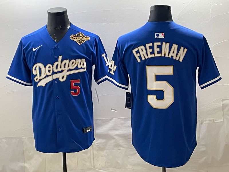 2026 Men Nike Los Angeles Dodgers #5 Freeman Blue gold Game MLB Jersey 007->los angeles dodgers->MLB Jersey